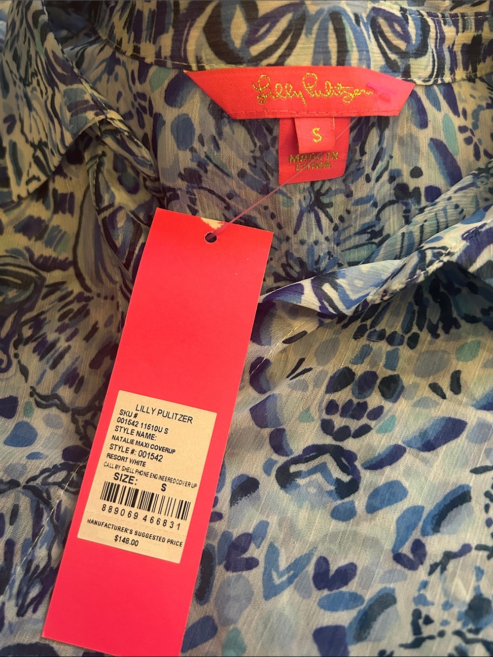 NWT $148 Lilly Pulitzer Natalie Maxi Cover-Up in Call My Shell Phone, Size Small - Picture 10 of 11